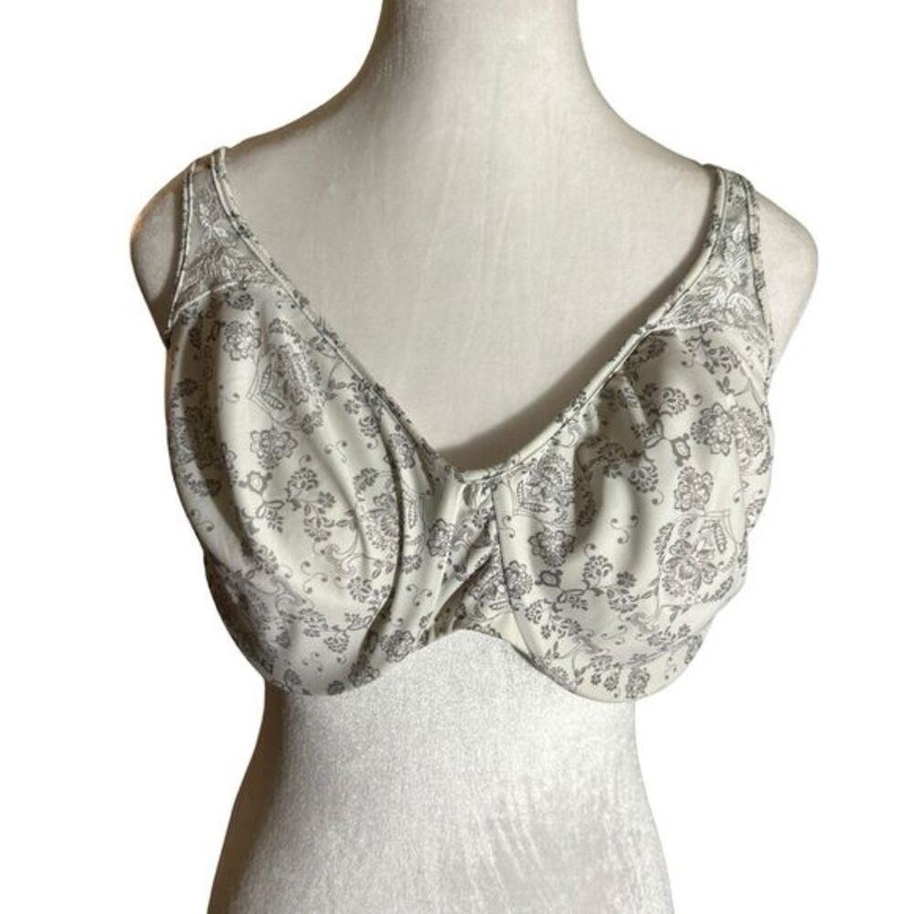 Bali Underwire Bra‎ White Floral 40D Womens Full Coverage Lace Trim 3385